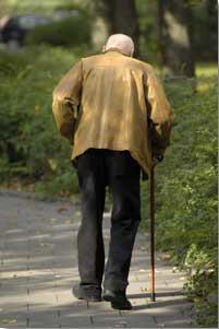 elderly man with cane