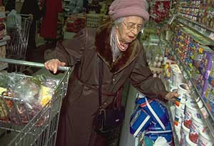 elderly woman shopping