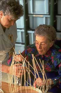 woman making a basket