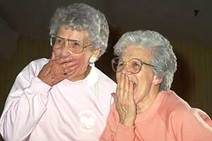 two women laughing