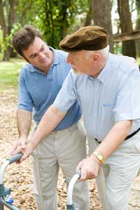 adult son with father