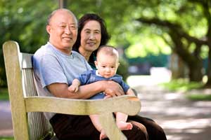 child with grandparents