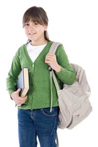 School girl with backpack