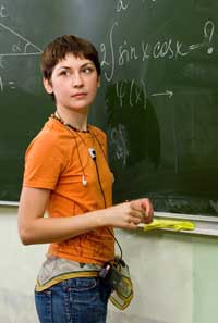 teenage girl at blackboard